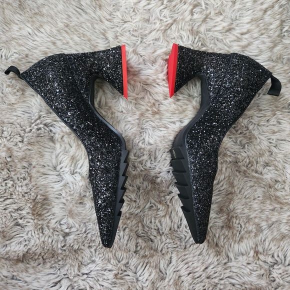 Lamoda Dolls Kill My Love Glitter Heels Black Women's Size 7 - Picture 3 of 10